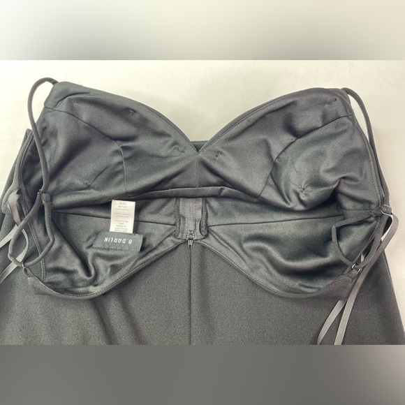 B Darlin Black Slitted Spaghetti Strap Sweetheart Full-Length Gown 13/14 - Picture 9 of 12